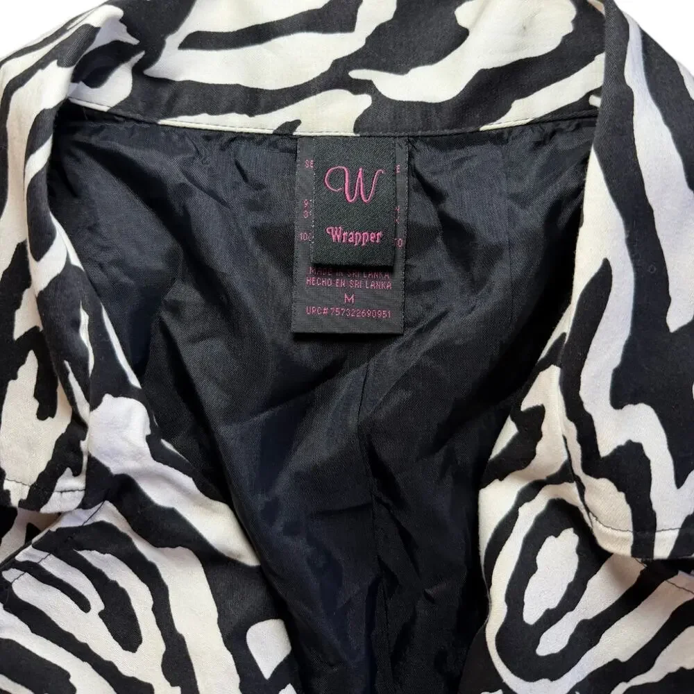 Wrapper Black and White Zebra Print Trench Coat Size Medium